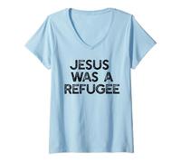 Mujer JESÚS FUE UN REFUGIADO Pro Inmigrante Meme Camiseta Cuello V