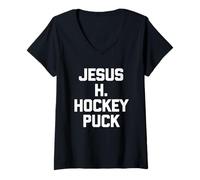 Mujer Jesus H. Hockey Puck - Divertido Dicho sarcástico Novedad Hockey Camiseta Cuello V