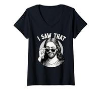 Mujer Jesús, I Saw That, Funny Jesus Meme Quote, Cristiano & Jesús Camiseta Cuello V