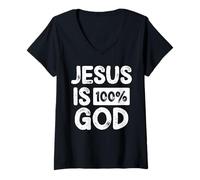 Mujer Jesus Is 100 Percent God Greater Than Highs and Lows Camiseta Cuello V