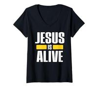 Mujer Jesus Is Alive Christian Fellowship Easter Resurrection Camiseta Cuello V