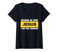 Mujer Jesus Is Alive Resurrection Hope Christian Faith Camiseta Cuello V