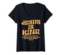 Mujer Jesus Is King Bible Verse John 14:6 Christian God Religious Camiseta Cuello V