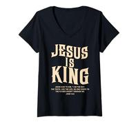 Mujer Jesus Is King Bible Verse John 14:6 Christian God Religious Camiseta Cuello V