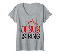 Mujer Jesus Is King Bible Verse John 14:6 Christian God Religious Camiseta Cuello V