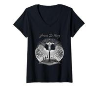 Mujer Jesus Is King Crucifix Christian Graphic T-Shirt Camiseta Cuello V