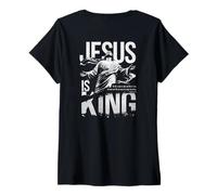 Mujer Jesus Is King Verso Biblia Cristiano Grunge Streetwear Trendy Camiseta Cuello V
