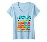 Mujer Jesus Is My Jam and I'm Here To Spread It Christian Faith Camiseta Cuello V