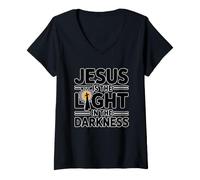 Mujer Jesus Is The Light In The Darkness Camiseta Cuello V