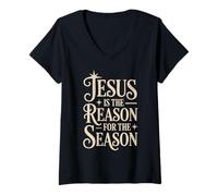Mujer Jesús is The Reason Christian Christmas Design Camiseta Cuello V