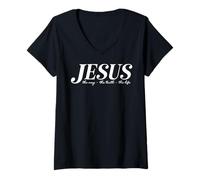 Mujer Jesús la Forma en Que la Verdad Vida Cristiana Hombre y Mujer aman a Dios Camiseta Cuello V