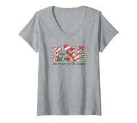 Mujer Jesús La razón de la Temporada Carta de bastón de Caramelo de Navidad Camiseta Cuello V