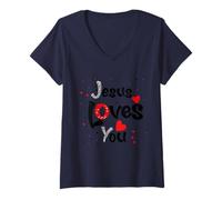 Mujer Jesus Loves You, Super Hero my Jesus Shirt Camiseta Cuello V