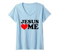 Mujer Jesús me ama Camiseta Cuello V