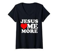 Mujer Jesús me ama más Camiseta Cuello V