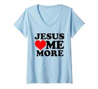 Mujer Jesús me ama más Camiseta Cuello V