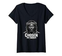 Mujer Jesús Negro, Cristianismo, Iglesia, Cristo, Jesús Camiseta Cuello V