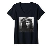 Mujer Jesús Negro, Cristianismo, Iglesia, Cristo, Jesús Camiseta Cuello V