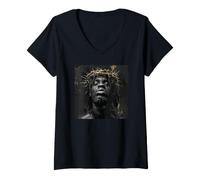 Mujer Jesús Negro, Cristianismo, Iglesia, Cristo, Jesús Camiseta Cuello V
