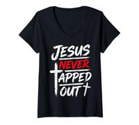 Mujer Jesus Never Tapped out Christian Wrestling Apparel Camiseta Cuello V