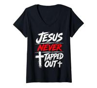 Mujer Jesus Never Tapped out Christian Wrestling Apparel Camiseta Cuello V