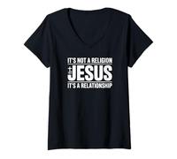 Mujer Jesús no es una religión es una relación Cita Cristiana Camiseta Cuello V
