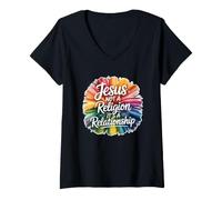 Mujer Jesus Not A Religion It's A Relationship Camiseta Cuello V