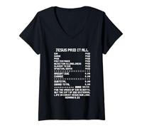 Mujer Jesús pagó Todo el Cristianismo Biblia Cristiana Romanos 6 23 Camiseta Cuello V