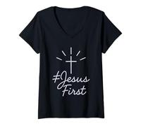 Mujer Jesús Primero - Christian Camiseta Cuello V