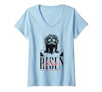 Mujer Jesús Resucitado Dios Fe Religioso Cristiano Bendito Cita Camiseta Cuello V