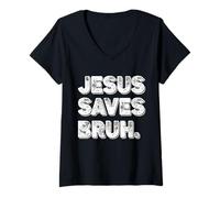 Mujer Jesús salva a su hermano Camiseta Cuello V