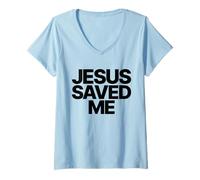 Mujer Jesus Saved Me, God Love Christian Faith Worship Religious Camiseta Cuello V
