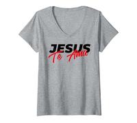 Mujer Jesús te ama Camiseta Cuello V