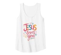 Mujer Jesús te ama Corazones Coloridos Camiseta sin Mangas