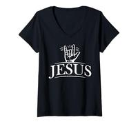 Mujer Jesús te Amo Firmar intérprete Cristiano ASL Camiseta Cuello V