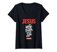 Mujer Jesus The Way The Truth The Life Juan 14 6 Fe Cristiana Camiseta Cuello V