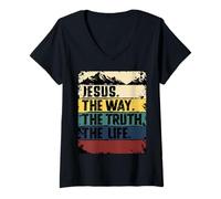 Mujer Jesus The Way Truth Life Women Men Kids Christian Worship Camiseta Cuello V