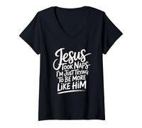 Mujer Jesus Took Naps I'm Just Trying To Be More Like Him Camiseta Cuello V