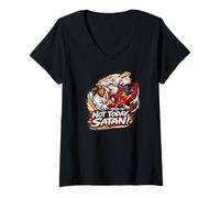 Mujer Jesús vs Diablo, Judo, Jesucristo Camiseta Cuello V