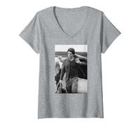 Mujer JFK Jr John F Kennedy en la Boda de Shriver por Michael Grecco Camiseta Cuello V