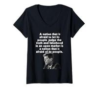 Mujer JFK Nation Tiene Miedo de Dejar Que la Gente juzgue la Verdad teme Que la Gente Camiseta Cuello V
