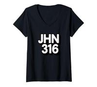 Mujer Jhn 316 Mensaje Cristiano Fe Amor Camiseta Cuello V