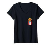 Mujer Jibaro Coqui Frog Puerto Rico Bandera Boricua Pocket Borinquen Camiseta Cuello V