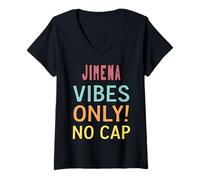 Mujer Jimena Vibes Only! No Cap Custom Women Girls Funny Camiseta Cuello V