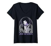 Mujer Jimi Hendrix Framed Illustration Tarot Vintage Band Camiseta Cuello V