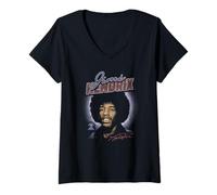 Mujer Jimi Hendrix Grainy Photo Portrait with Halo Vintage Band Camiseta Cuello V