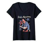 Mujer Jimi Hendrix Red White and Blue Stars Vintage Band Camiseta Cuello V