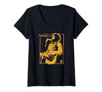 Mujer Jimi Hendrix Spray Paint Graffiti Portrait Vintage Band Camiseta Cuello V