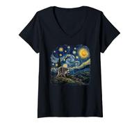 Mujer Jimothy Raccoon Starry Night Van Gogh Art Seattle Meme Camiseta Cuello V