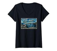 Mujer Jimothy San Juan Islands Washington Vintage Postal Camiseta Cuello V